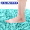 ACCUMTEK Striped Teal Green Bathroom Rug Set 3 Pieces Ultra Soft, Non Slip Chenille Toilet Mat, Absorbent Plush Shaggy Bath Mats for Bathroom, Bedroom, Kitchen, Turquoise view 3
