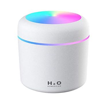Portable Personal Mini Humidifier, USB Desktop Humidifier for Car, Office, Home, Bedroom, Plants. Auto Shut-Off, 2 Mist Modes, Multicolor LED Night Light, Very Quiet, Small. (White)