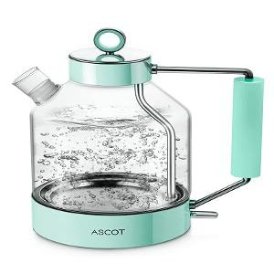 ASCOT Electric Kettle, Glass Electric Tea Kettle Gifts for Men/Women/Family 1.5L 1500W Borosilicate Glass Tea Heater, with Auto Shut-Off and Boil-Dry Protection