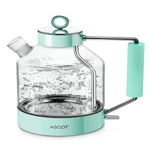 ASCOT Electric Kettle, Glass Electric Tea Kettle Gifts for Men/Women/Family 1.5L 1500W Borosilicate Glass Tea Heater, with Auto Shut-Off and Boil-Dry Protection