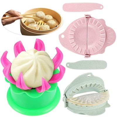Potchen 5 Pcs Bun Maker Dumpling Mold Filling Spoon,Green, Pink