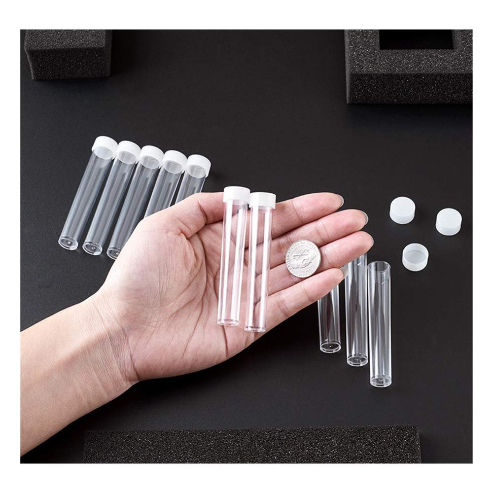 200pcs 76x13.5mm Clear Tube Plastic Containers Box with Lid for Bead Storage Packaging Nail Containers
