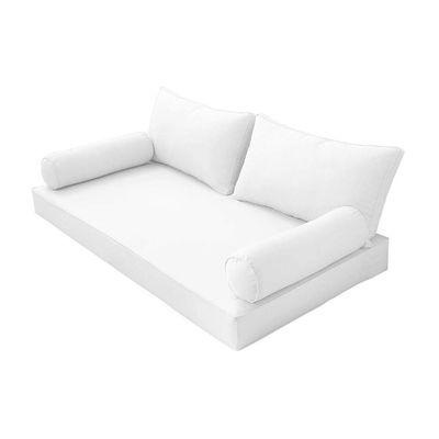 Prolinemax Style 2 - Mattress & Pillow Bolster Cushion for Outdoor Indoor Daybed Porch Swing Bed Piped Trim Twin Size AD106 | Covers ONLY |