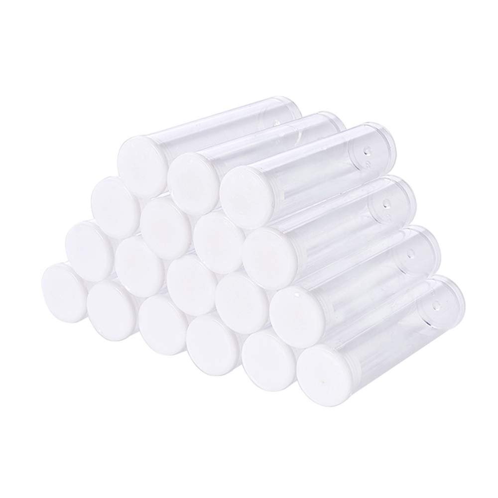 100 PCS Clear Tube Plastic Beads Containers Storage Box Case for Clear Empty Bottles with Lid 55x15mm