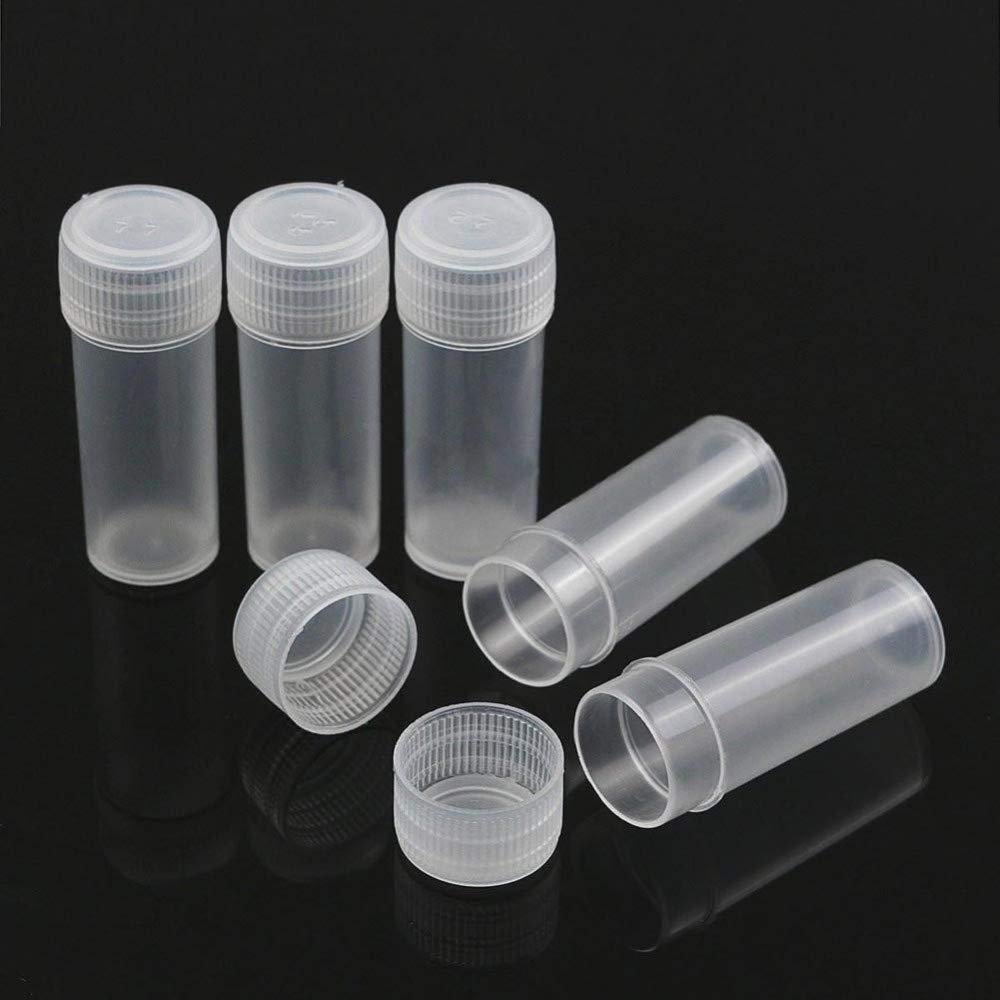 50pcs 5ml Clear Plastic Sample Bottle Box Loading Paste Solid Powder Granular Objects Container Case Empty Cosmetic Bottle