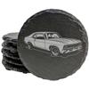 Set of Rustic Slate Coasters with Laser-Etched 1969 Chevy Nova Design | Drink Coasters for Car Enthusiasts and Home Dcor - Round Slate - Set of 8 view 1