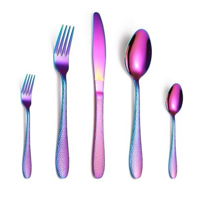 30-Piece Rainbow Color Flatware SetStainless Steel Colorful Plated Sliverware Set, Multicolor Rainbow Cutlery Tableware Set Service for 6
