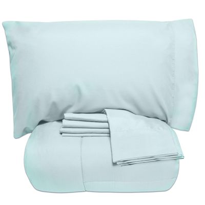 7 Pcs Best Premium Bedding Collection 100% Organic Cotton 500 GSM 7 Pc Included-1 Buffel Comforter, 1 Fitted Sheet,1 Flat Sheet, 2 Pillow Shams, 2 Pillow Cases,Twin XL/Aqua Comforter Set