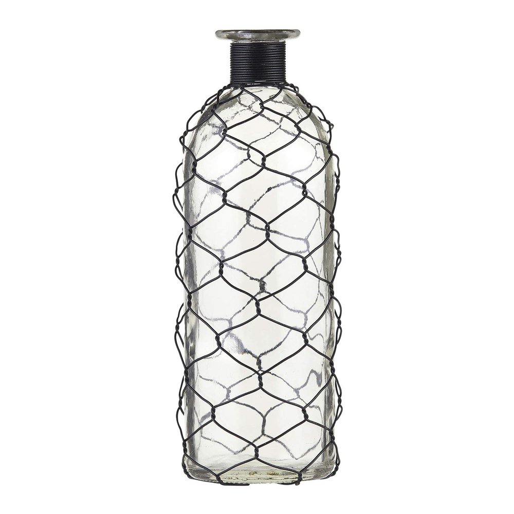 47th & Main Glass Decorative Vase, 8" Tall, Wire