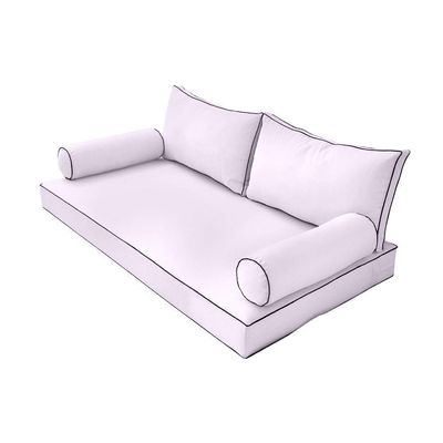 Prolinemax Style 2 - Mattress & Pillow Bolster Cushion for Outdoor Indoor Daybed Porch Swing Bed Contrast Pipe Full Size AD107 | Covers ONLY |