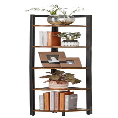 VASAGLE Corner Shelf, 5 Tier Bookshelf, Tall Corner Storage Shelves, Plant Stand for Living Room, Bedroom, Bathroom, Home Office, Rustic Brown and Black ULLS803B01