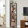VASAGLE Corner Shelf, 5 Tier Bookshelf, Tall Corner Storage Shelves, Plant Stand for Living Room, Bedroom, Bathroom, Home Office, Rustic Brown and Black ULLS803B01 view 2