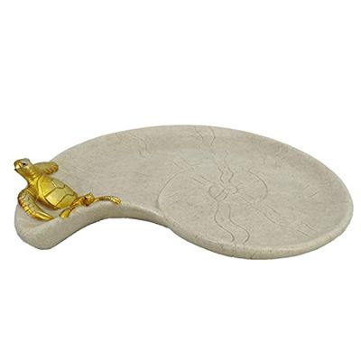 YHHRESINKING Resin Sea Turtle Mother and Baby Tray, Beach, Bathroom Accessory,Ocean Theme Sea Turtle Family Bathroom Decor,Coastal Decor (Loyal Gold)