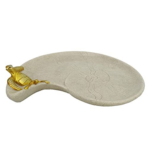 YHHRESINKING Resin Sea Turtle Mother and Baby Tray, Beach, Bathroom Accessory,Ocean Theme Sea Turtle Family Bathroom Decor,Coastal Decor (Loyal Gold)