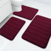 Buganda Memory Foam 3 Pieces Bathroom Rugs Set - Thick Soft Absorbent Non-Slip Bath Mats, Washable Small/Large/Contour Bath Rugs (24" x 16" + 30" x 20" + 24" x 20", Wine Red) view 1