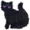 Decorative Tinsel Cat - 12.5" W X 12" H | Black | 1 Pc view 1