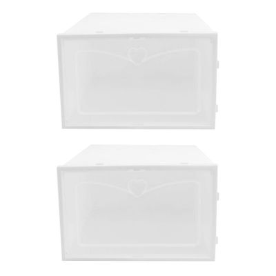 Cabilock 2pcs Stackable Shoe Boxes Shoe Storage Drawer Large Capacity Easy Clean Male Footwear Container