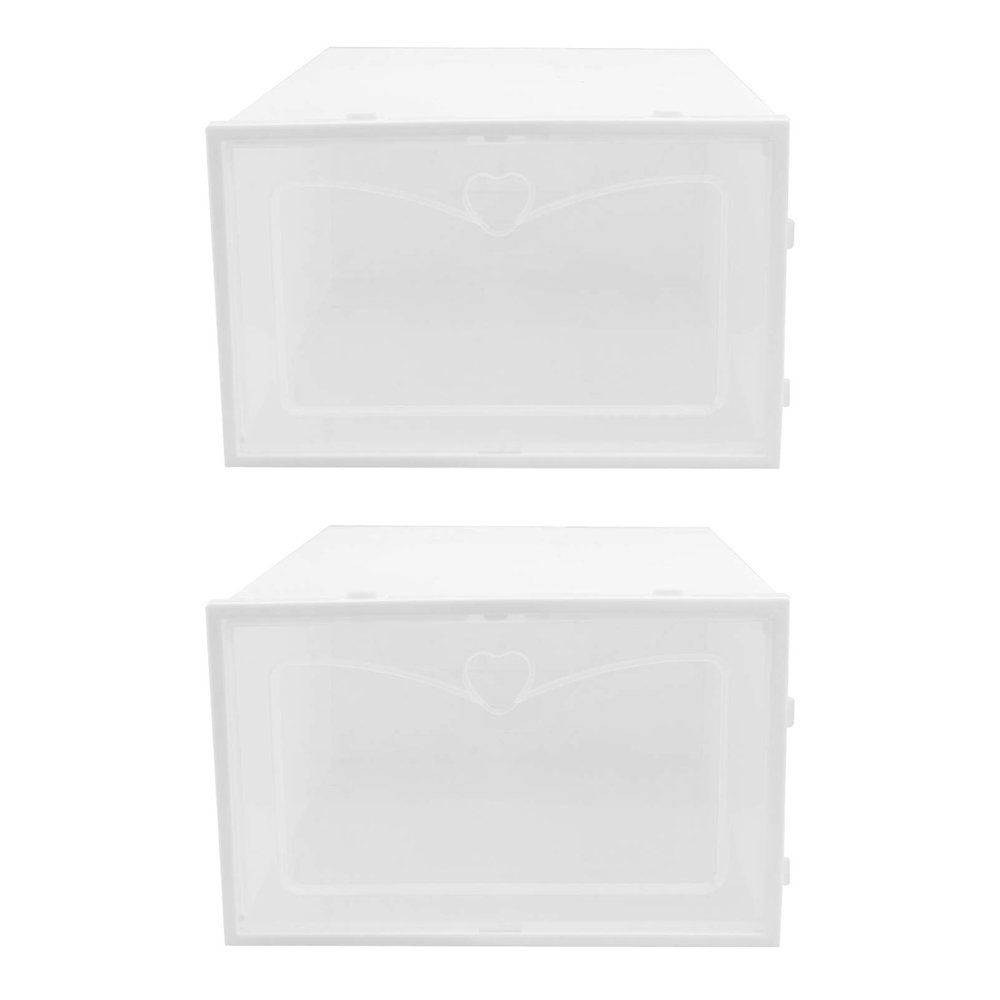 Cabilock 2pcs Stackable Shoe Boxes Shoe Storage Drawer Large Capacity Easy Clean Male Footwear Container