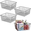 Aeggplant Kitchen Wire Baskets Farmhouse Decor Metal Food Storage Organizer,Household Refrigerator Bin with Built-in Handles for Cabinets,Pantry,Bathroom,Black view 1