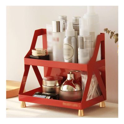XXIOJUN-Bathroom Shelves, Iron Cosmetic Storage Box Layered and Partitioned Storage Daily Necessities for Living Room, Office, Bedroom, Bathroom, Kitchen (Color : Red, Size : 23x13x22cm)