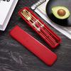 HonHeam 4 Pcs Portable Stainless Steel Tableware Set, Dishwasher Safe Reusable Flatware Cutlery Set, Include Fork Spoon Chopsticks with box view 1