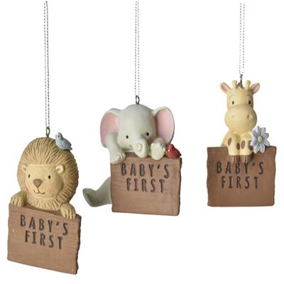 Ganz MX179673 Baby Animal Ornaments - Baby's First, Set of 3, 3.38 Inches Height, Multicolor