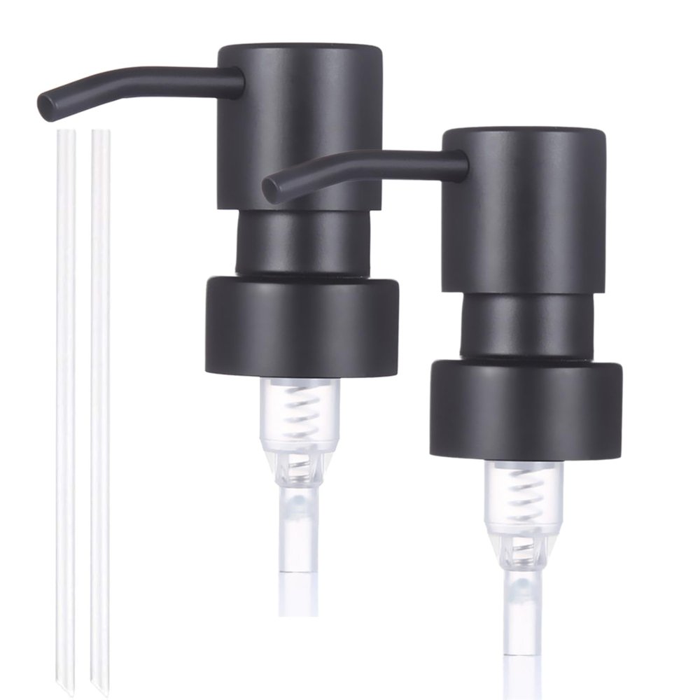Soap Dispenser Replacement Pump, Stainless Steel Lotion Pump, Black-Colored Brushed Metal Soap Dispensers2 Pack