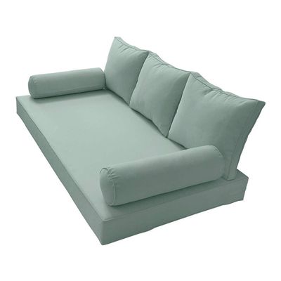 Prolinemax Style 3 - Mattress & Pillow Bolster Cushion for Outdoor Indoor Daybed Porch Swing Bed Piped Trim Crib Size AD002 | Covers ONLY |