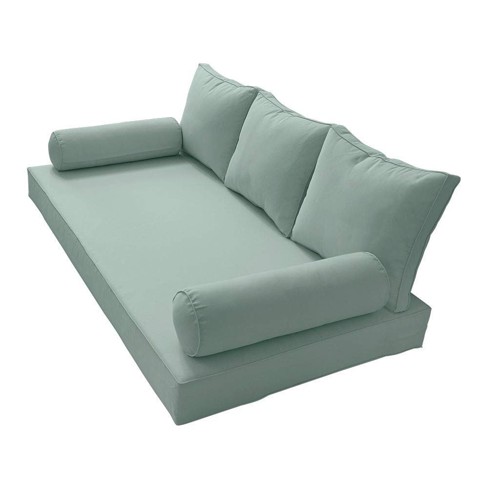 Prolinemax Style 3 - Mattress & Pillow Bolster Cushion for Outdoor Indoor Daybed Porch Swing Bed Piped Trim Crib Size AD002 | Covers ONLY |
