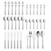 35-Piece Silverware Set with Serving Pieces, E-far Stainless Steel Hammered Flatware Eating Utensils Service for 6, Modern Tableware Cutlery Set with Square Edge, Mirror Polished, Dishwasher Safe view 1