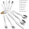 35-Piece Silverware Set with Serving Pieces, E-far Stainless Steel Hammered Flatware Eating Utensils Service for 6, Modern Tableware Cutlery Set with Square Edge, Mirror Polished, Dishwasher Safe view 2