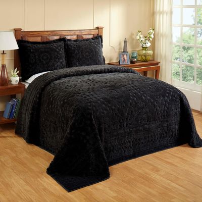 Better Trends 2 Pieces Set Chenille Bedspread Twin Size 100% Cotton Chenille Bedding Lightweight Medallion Pattern Bedroom Decor Rio Collection