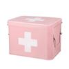 Flexzion Large Metal First Aid Box Empty, 8.5-Inch, Pink with White Cross view 1