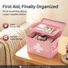 Flexzion Large Metal First Aid Box Empty, 8.5-Inch, Pink with White Cross view 2