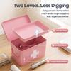Flexzion Large Metal First Aid Box Empty, 8.5-Inch, Pink with White Cross view 3