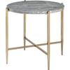 Acme Tainte Round Faux Marble Top End Table in Gray and Champagne view 1