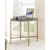 Acme Tainte Round Faux Marble Top End Table in Gray and Champagne view 2