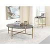Acme Tainte Round Faux Marble Top End Table in Gray and Champagne view 4
