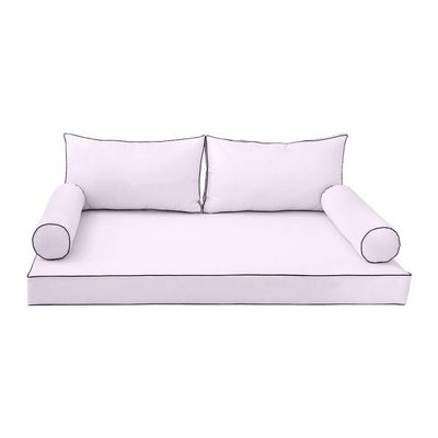 DBM IMPORTS *Cover ONLY*-Style 2 Outdoor Daybed Mattress Bolster Back Pillow Slipcovers Contrast Trim Twin-AD107