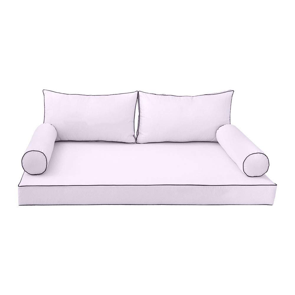 DBM IMPORTS *Cover ONLY*-Style 2 Outdoor Daybed Mattress Bolster Back Pillow Slipcovers Contrast Trim Twin-AD107