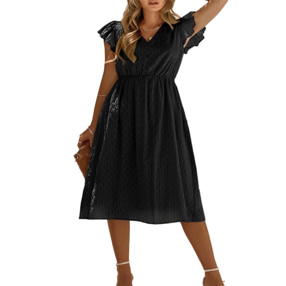 Andongnywell Women's Sexy Lace Dress V Neck Spaghetti Strap Hollow Out Bodycon Midi Skirt perspective fishtail dresses (Black,Small)