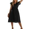 Andongnywell Women's Sexy Lace Dress V Neck Spaghetti Strap Hollow Out Bodycon Midi Skirt perspective fishtail dresses (Black,Small) view 1