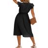 Andongnywell Women's Sexy Lace Dress V Neck Spaghetti Strap Hollow Out Bodycon Midi Skirt perspective fishtail dresses (Black,Small) view 3