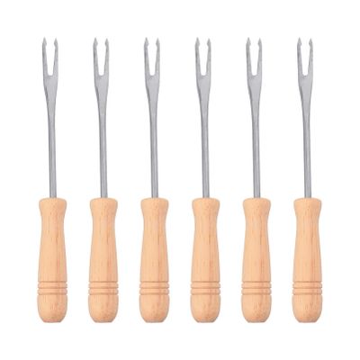 6 Pcs Corn Holders Stainless Steel with Wood Handles