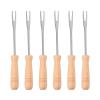 6 Pcs Corn Holders Stainless Steel with Wood Handles view 1