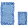 Better Trends 2 Piece Bathmat Set 100% Cotton Water Absorbent, Non-Slip Bath Rug Extra Soft Tufted Washable Mat for Bathroom, Kitchen, Home (17x24|24x40) Blue Shaggy Border Collection view 1