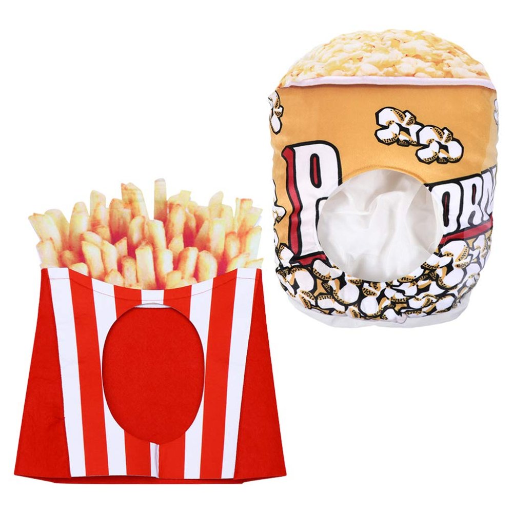 ABOOFAN 2Pcs French Fries Food Hat French Fry Popcorn Costume Novelty Food Hat Caps Funny Headwear Costumes