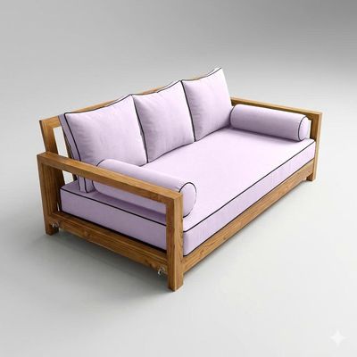 Prolinemax Style 3 - Mattress & Pillow Bolster Cushion for Outdoor Indoor Daybed Porch Swing Bed Contrast Trim Twin Size AD107 | Covers ONLY |