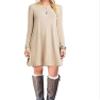 Andongnywell Women's Plus Size Long Sleeve Splicing Solid color slim Loose Swing Casual Dresses Length (Gray,Medium) view 2