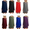 Andongnywell Women's Long Sleeve Pleated Loose Swing Casual Dress Patchwork Solid color slim dresses (Army Green,Medium) view 3